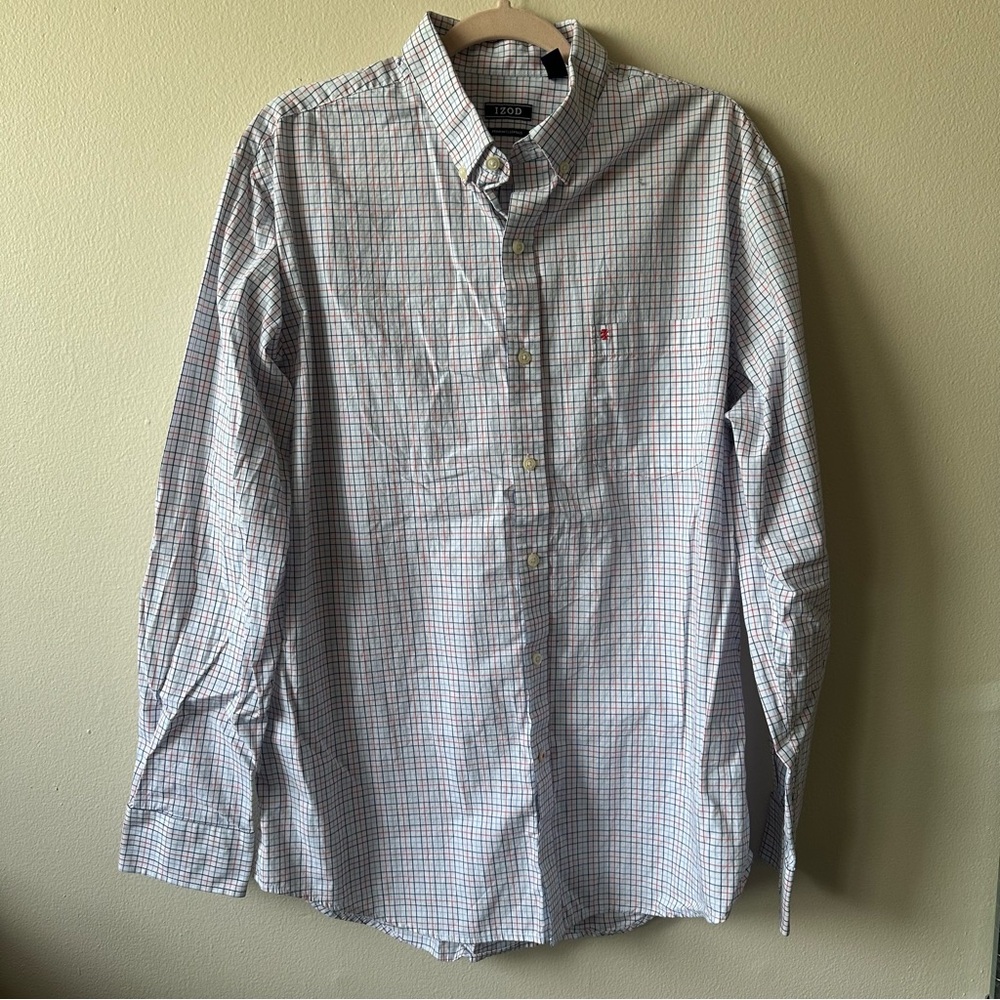 Men's L Izod Plaid Dress Shirt